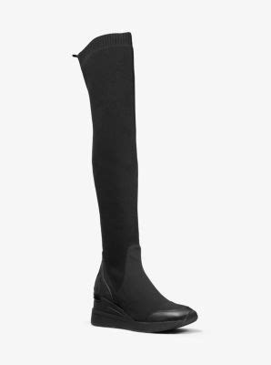 michael michael kors khloe stretch knit and scuba over-the-knee boot|Khloe Stretch Knit and Scuba Over.